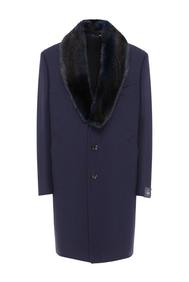 Blue wool, nylon and cashmere coat for men - photo 1