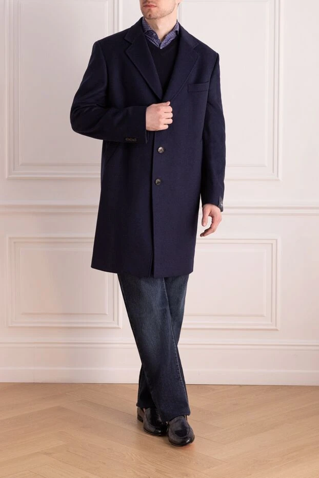 Tombolini man blue wool, nylon and cashmere coat for men купить с ценами и фото 142142 - photo 2