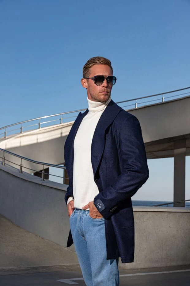 Tombolini пальто классическое шерстяное синее мужское 142143 - фото 3