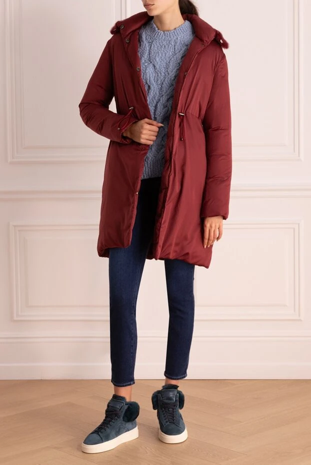 Giambattista Valli woman women's burgundy polyester down jacket купить с ценами и фото 142242 - photo 2