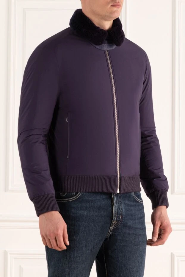 Seraphin jacket with fur and nylon purple for men 142295 - photo 3