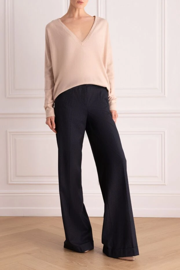 Edward Achour Paris woman blue viscose and polyester trousers for women купить с ценами и фото 142298 - photo 2