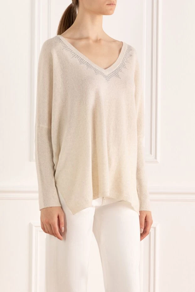 D.Exterior woman white cotton and elastane jumper for women 159585 - photo 3