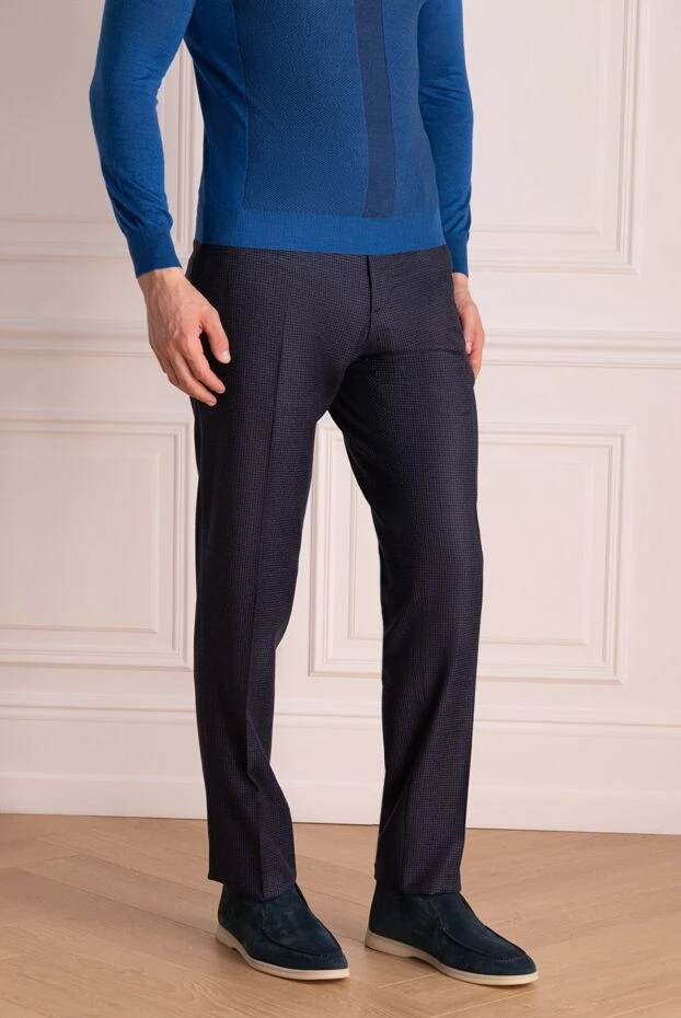 Cesare di Napoli man blue wool trousers for men купить с ценами и фото 142454 - photo 2