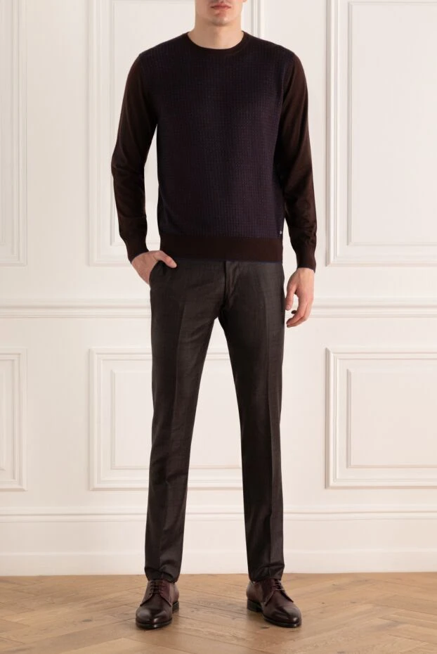 Cesare di Napoli man men's brown wool and cashmere trousers купить с ценами и фото 142455 - photo 2