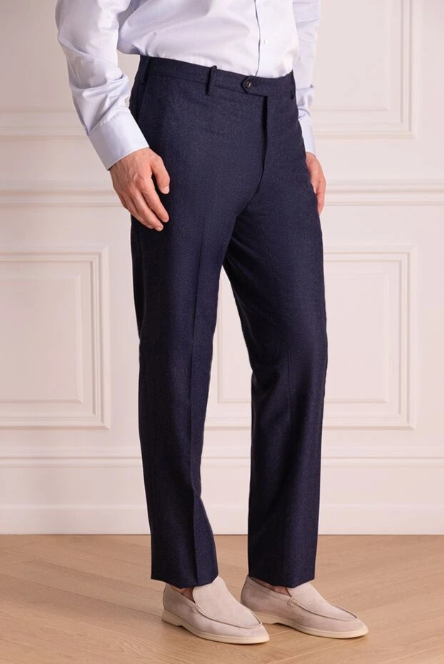 Cesare di Napoli man blue wool trousers for men купить с ценами и фото 142460 - photo 2