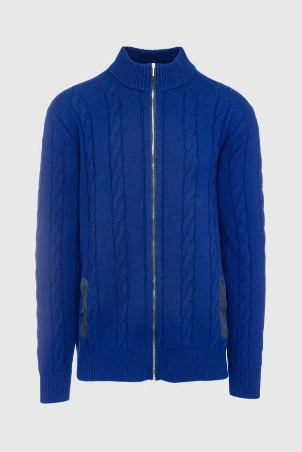 Cesare di Napoli man men's cardigan made of wool and cashmere blue купить с ценами и фото 142484 - photo 1