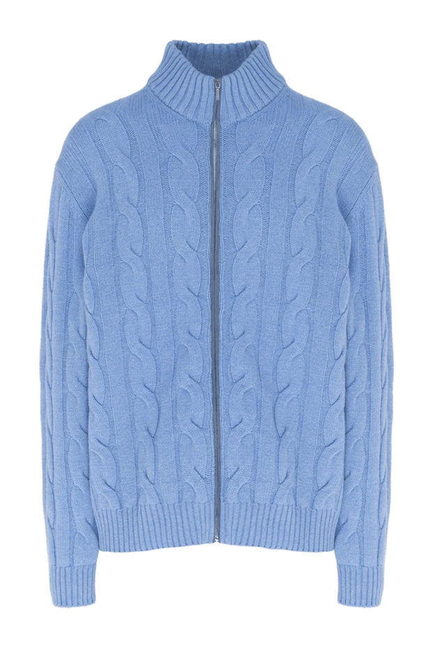 Cesare di Napoli man men's cardigan made of wool and cashmere blue купить с ценами и фото 142487 - photo 1