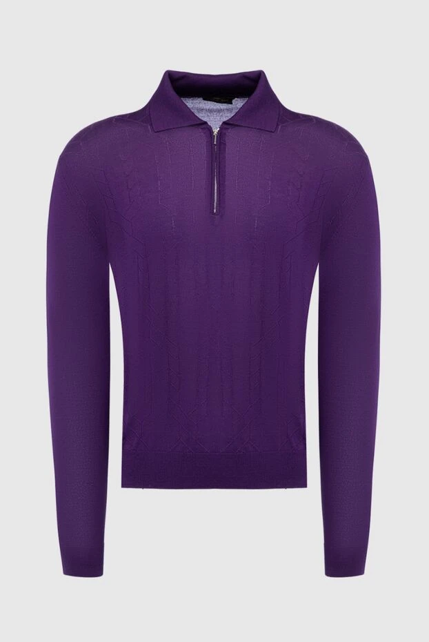 Cesare di Napoli man long sleeve polo in silk and cashmere violet for men купить с ценами и фото 142493 - photo 1