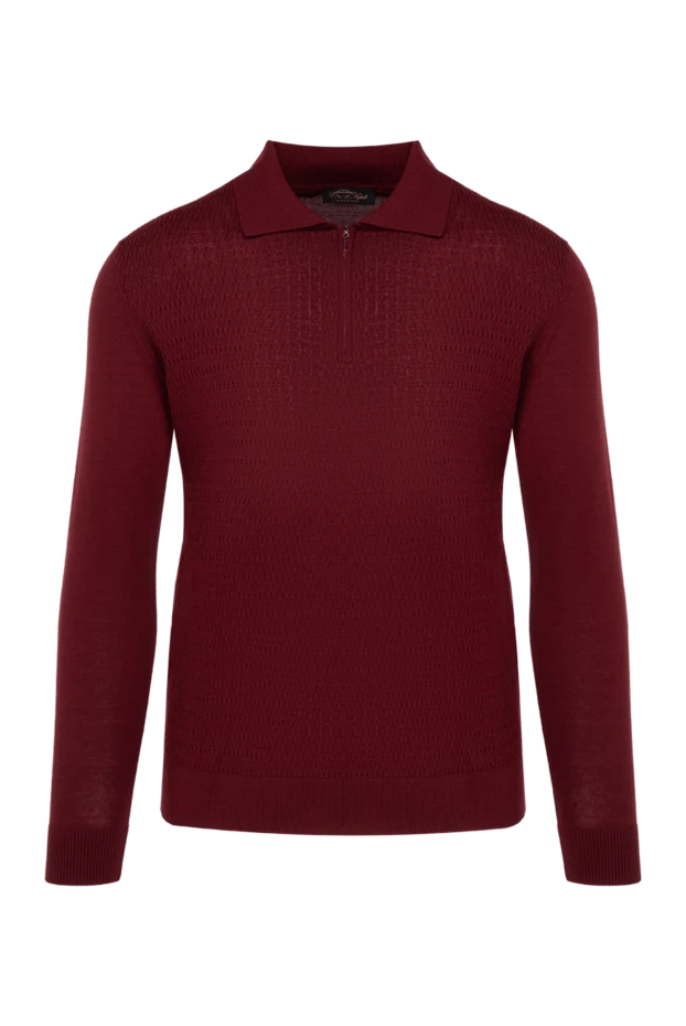 Cesare di Napoli man wool, silk and cashmere long sleeve polo burgundy for men купить с ценами и фото 142498 - photo 1