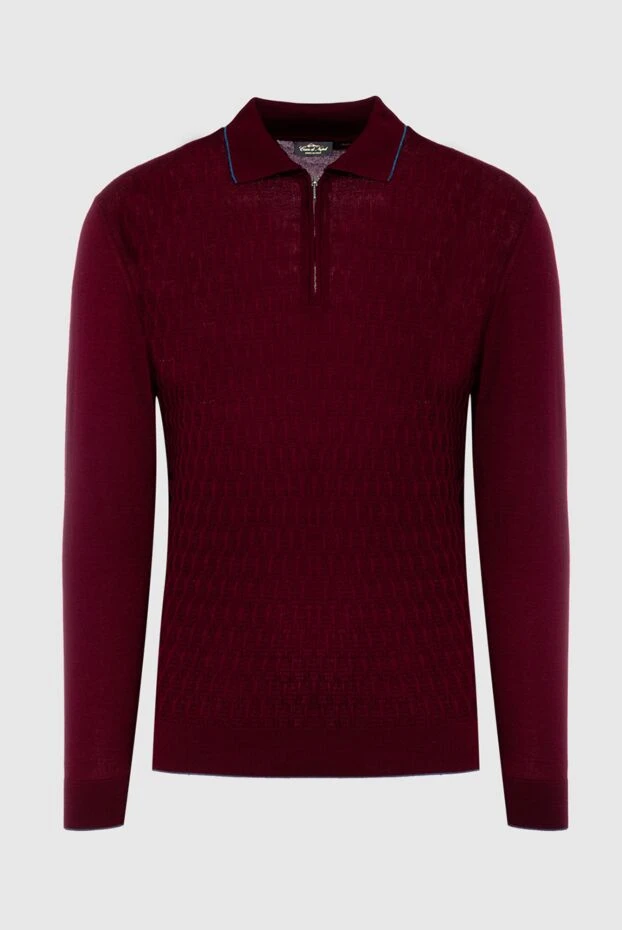 Cesare di Napoli man men's long sleeve silk and cashmere polo, burgundy купить с ценами и фото 142502 - photo 1