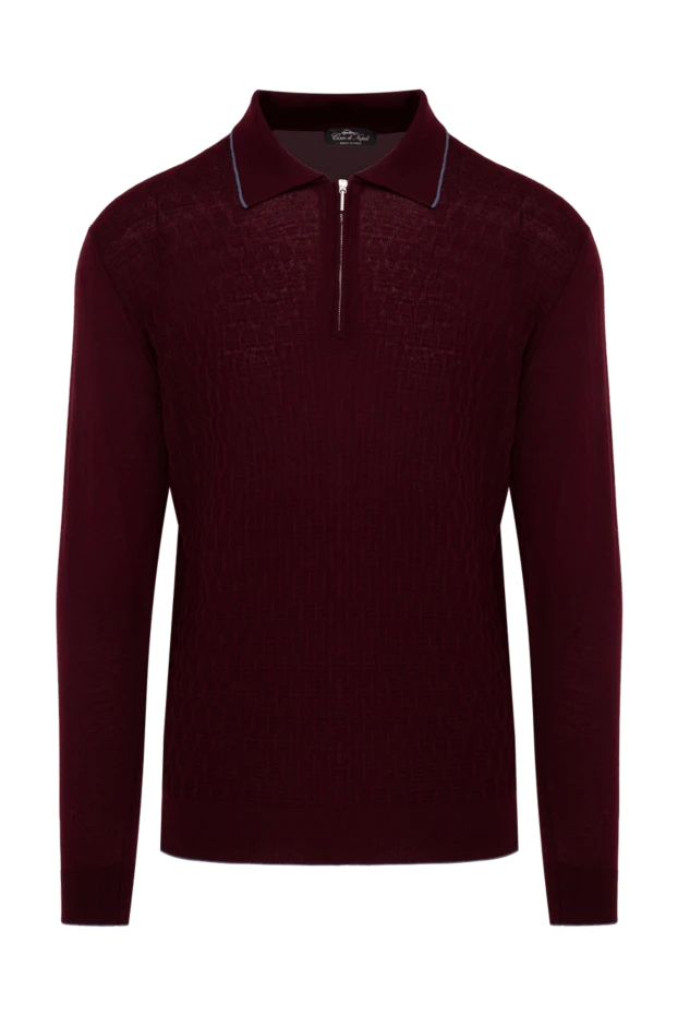 Cesare di Napoli man wool long sleeve polo burgundy for men купить с ценами и фото 142506 - photo 1