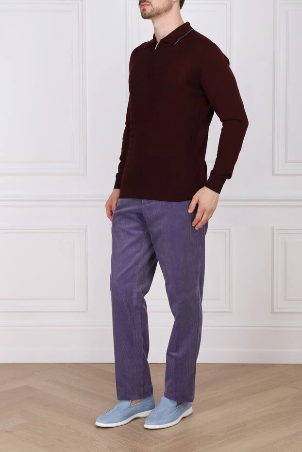 Cesare di Napoli man wool long sleeve polo burgundy for men купить с ценами и фото 142506 - photo 2