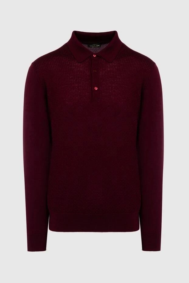 Cesare di Napoli man wool long sleeve polo burgundy for men купить с ценами и фото 142507 - photo 1