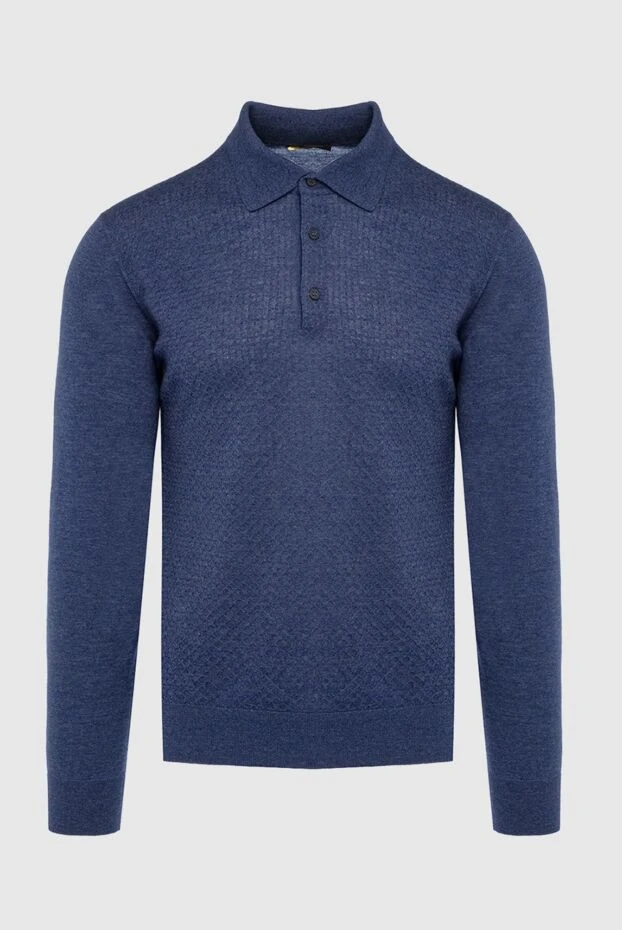 Cesare di Napoli man wool long sleeve polo blue for men купить с ценами и фото 142509 - photo 1