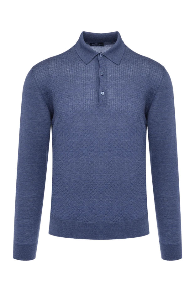 Cesare di Napoli man wool long sleeve polo blue for men купить с ценами и фото 142510 - photo 1