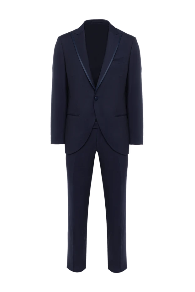 Men’s dark blue suit with textured piping on the lapels - photo 1