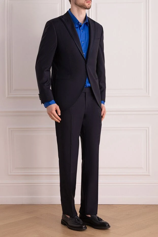 Lubiam men’s dark blue suit with textured piping on the lapels 142711 - photo 3