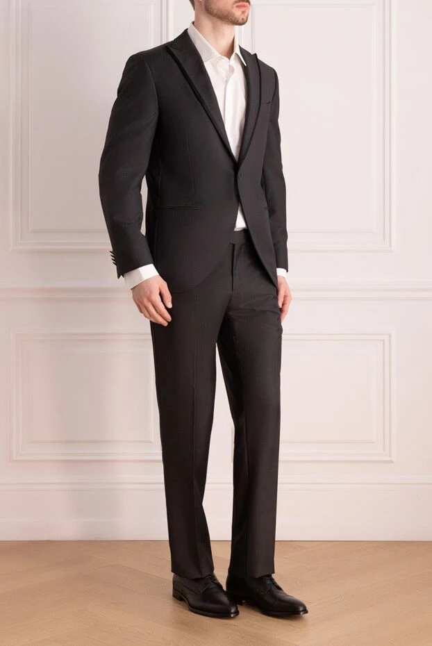 Lubiam men’s dark grey suit with textured piping on the lapels 142712 - photo 3