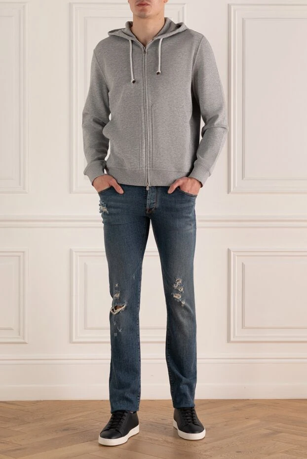 Jacob Cohen man cotton and cashmere jeans blue for men купить с ценами и фото 142753 - photo 2