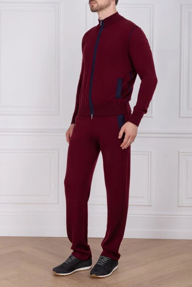 Cesare di Napoli man men's sports suit made of wool and silk, burgundy купить с ценами и фото 142766 - photo 2