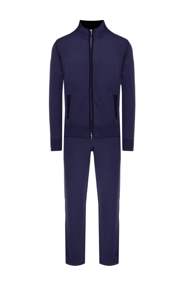 Cesare di Napoli man men's sports suit made of wool, silk and cashmere, blue купить с ценами и фото 142767 - photo 1