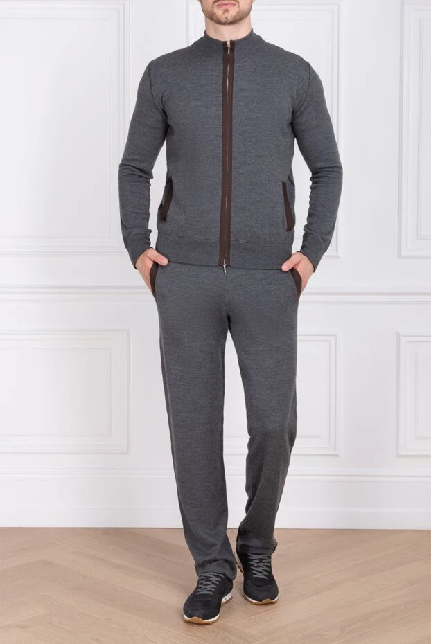 Cesare di Napoli man men's sports suit made of wool and silk, gray купить с ценами и фото 142768 - photo 2