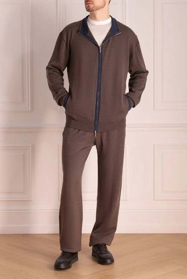 Cesare di Napoli man men's sports suit made of wool and silk, brown купить с ценами и фото 142769 - photo 2