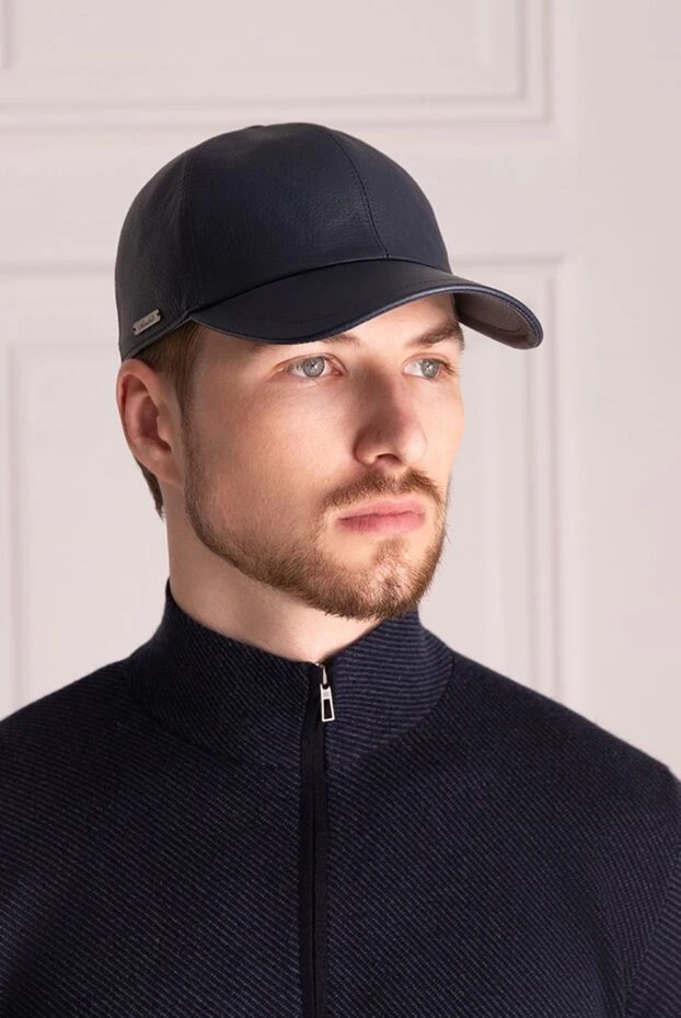 Enrico Mandelli man cap made of genuine leather blue for men купить с ценами и фото 142781 - photo 2