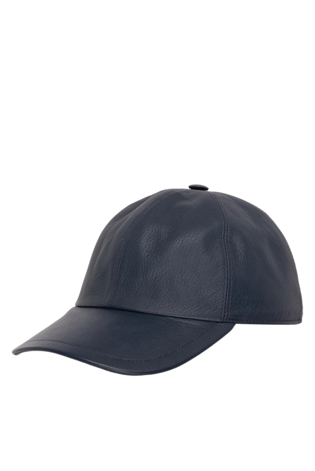 Enrico Mandelli кепка из натуральной кожи синяя мужская 142781 - фото 3