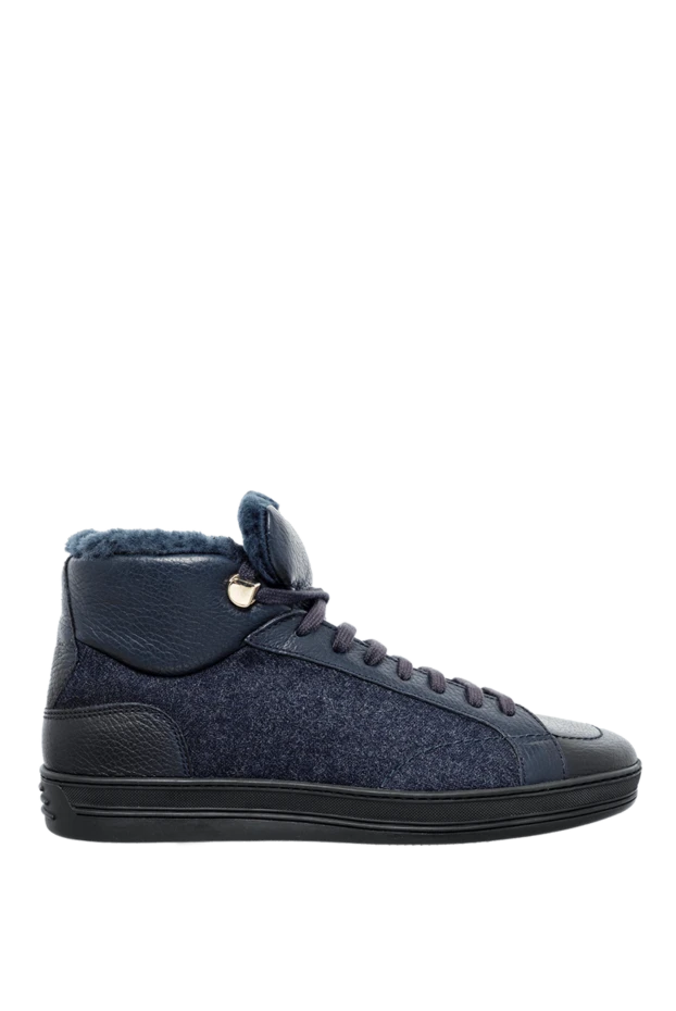 Doucal`s man sneakers made of genuine leather and fur, blue, for men купить с ценами и фото 142790 - photo 1