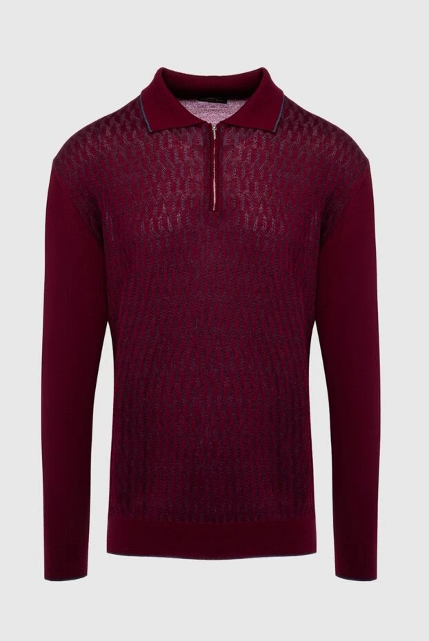 Cesare di Napoli man long sleeve polo in silk and cashmere burgundy for men купить с ценами и фото 142925 - photo 1