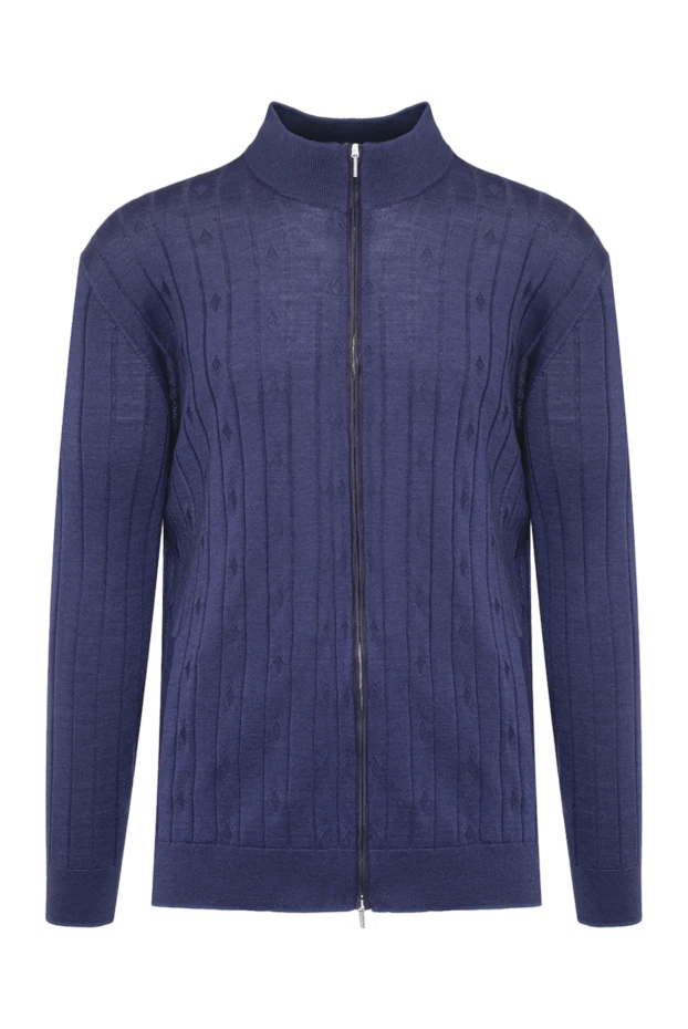 Cesare di Napoli man men's cardigan made of wool, cashmere and silk blue купить с ценами и фото 142933 - photo 1