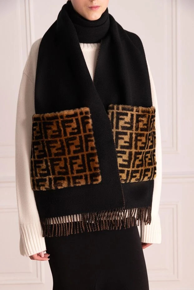 Fendi woman brown wool and cashmere scarf for women купить с ценами и фото 142988 - photo 2