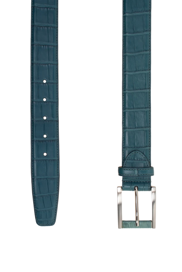 Cesare di Napoli теңіз толқыны көк текстуралы крокодил терісінен жасалған белдік ерлерге арналған 143076 - фото 3