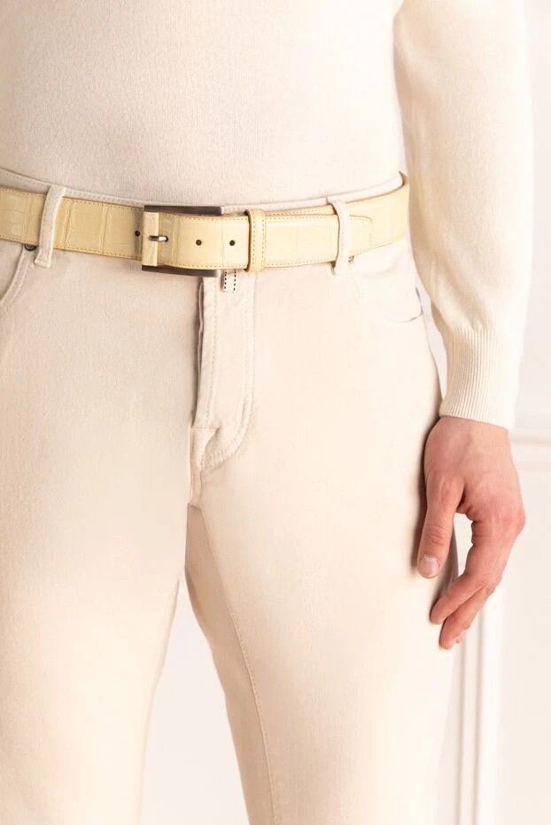 Cesare di Napoli man crocodile leather belt yellow for men купить с ценами и фото 143081 - photo 2