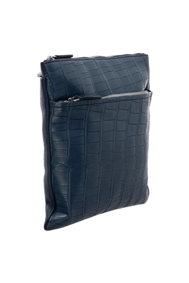 Cesare di Napoli men’s blue alligator leather crossbody bag with a strap 143087 - photo 3