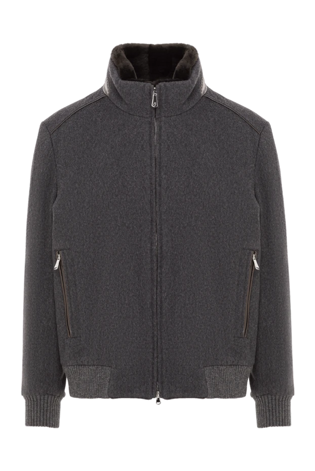 Таза былғарыдан және кашемирден тігілген сұр түсті ерлерге арналған күрте - фото 1