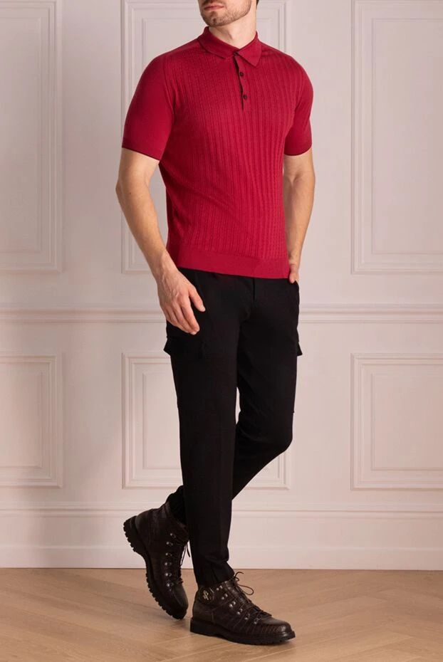 Cesare di Napoli man cotton polo red for men купить с ценами и фото 143296 - photo 2