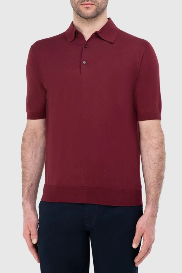 Cesare di Napoli man cotton polo burgundy for men купить с ценами и фото 143303 - photo 2