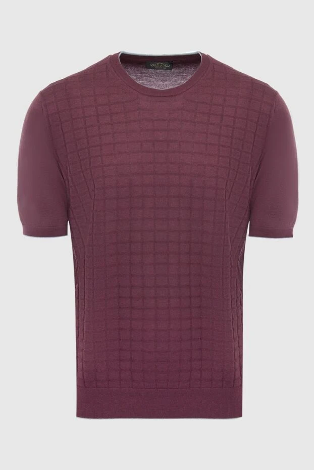 Cesare di Napoli man cotton short sleeve jumper burgundy for men купить с ценами и фото 143311 - photo 1