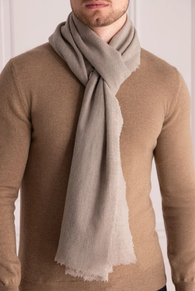 Corneliani man beige cashmere scarf for men купить с ценами и фото 143335 - photo 2