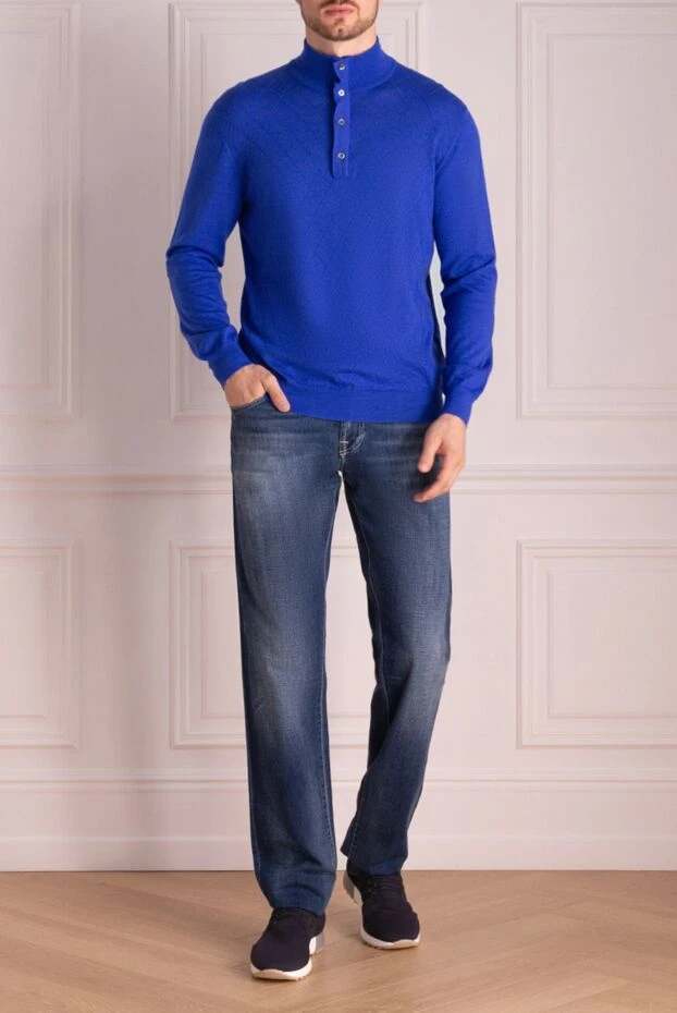 LB man cashmere and silk troyer blue for men купить с ценами и фото 143338 - photo 2