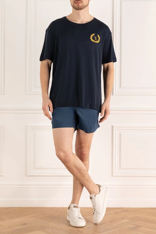 Brunello Cucinelli man blue polyester beach shorts for men купить с ценами и фото 143359 - photo 2