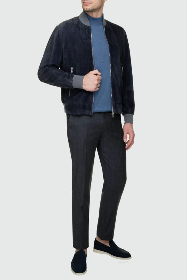 Brunello Cucinelli куртка замшевая синяя мужская 143395 - фото 2