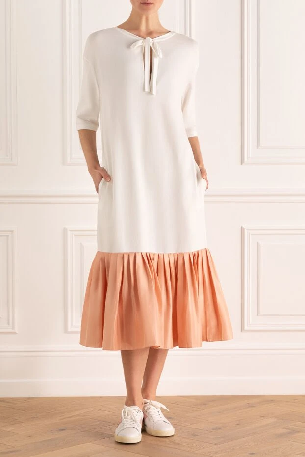 Brunello Cucinelli woman white cotton dress for women купить с ценами и фото 143431 - photo 2