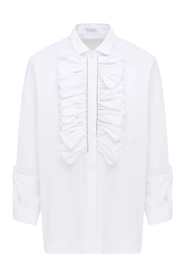 Brunello Cucinelli woman white cotton and polyamide shirt for women купить с ценами и фото 143447 - photo 1