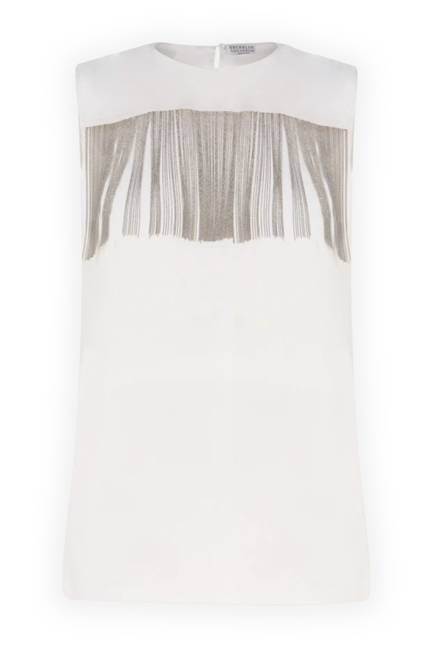 Brunello Cucinelli woman white silk top for women купить с ценами и фото 143448 - photo 1