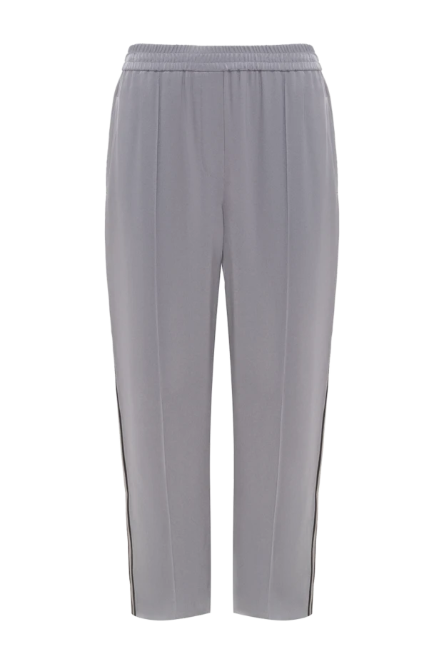 Brunello Cucinelli woman gray viscose and acetate trousers for women купить с ценами и фото 143486 - photo 1