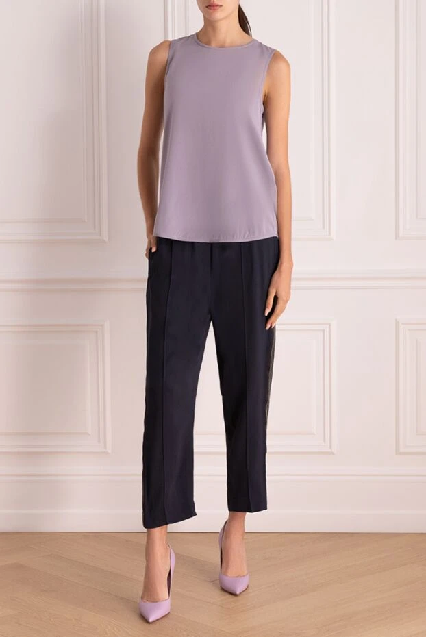 Brunello Cucinelli woman blue viscose pants for women купить с ценами и фото 143487 - photo 2